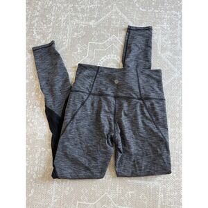 Athleta Gray Heather High Rise‎ Mesh Trim Activewear Athletic Leggings Small